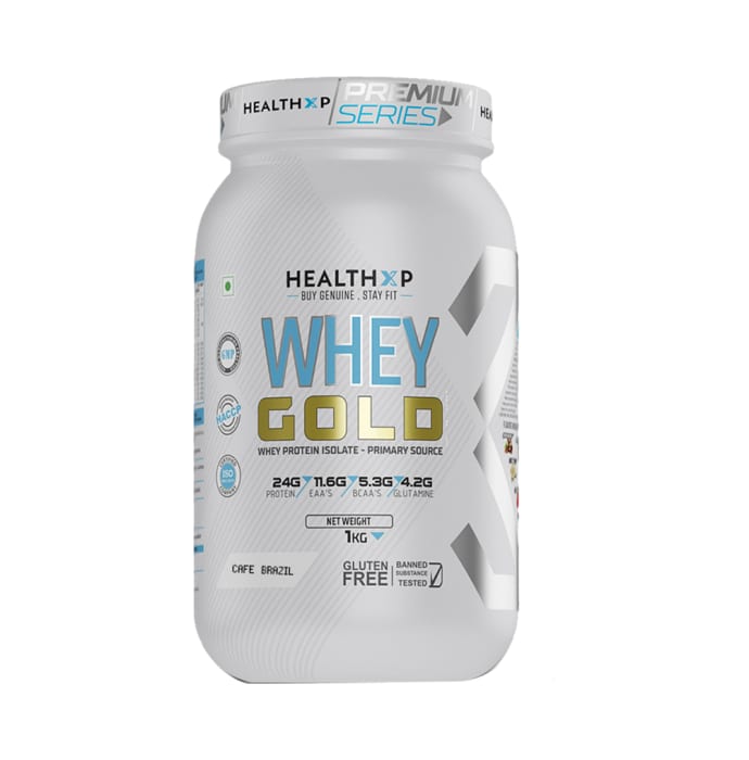 HealthXP Whey Gold Whey Protein Isolate Powder Cafe Brazil (1kg)