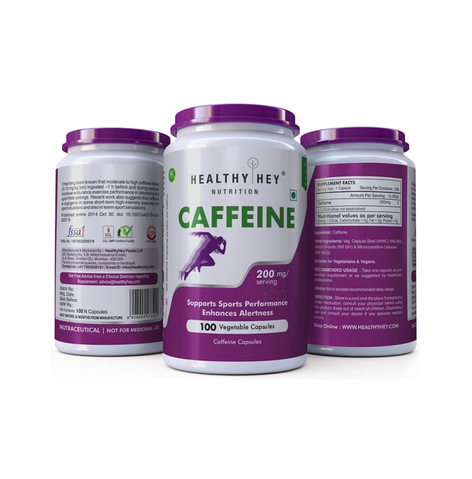 HealthyHey Caffeine 200mg Vegetable Capsules