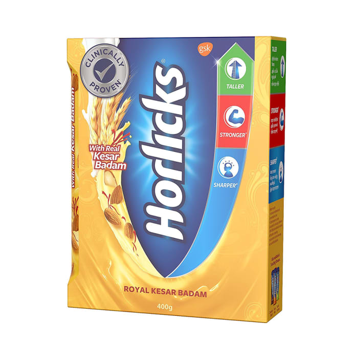 Horlicks Health and Nutrition Drink Refill Pack Royal Kesar Badam (400gm)