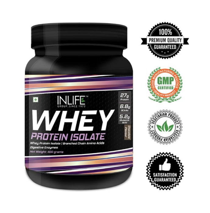 Inlife 100% Isolate Whey Protein Powder Supplement 27 grams protein per serving Chocolate (2.2lb)