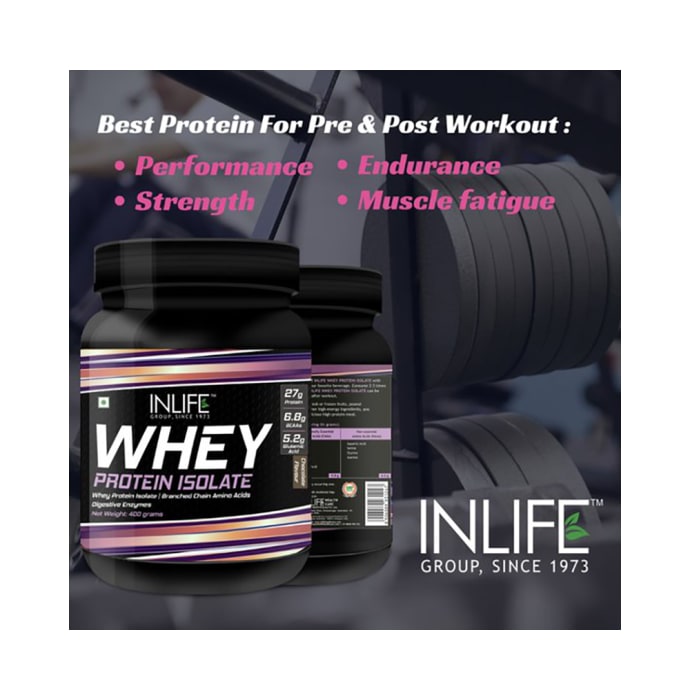 Inlife 100% Isolate Whey Protein Powder Supplement 27 grams protein per serving Chocolate (2.2lb)