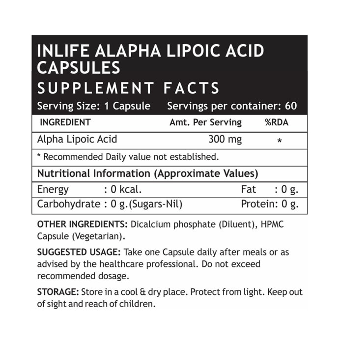 Inlife alpha lipoic acid 300mg capsule (60'S)