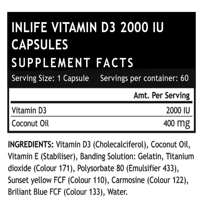 Inlife vitamin d3 2000iu capsule (60'S)