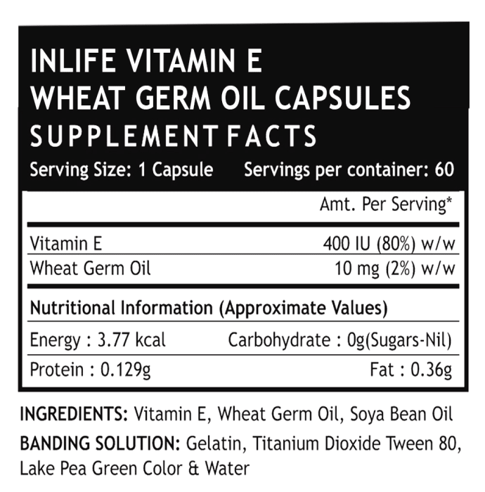 Inlife vitamin e wheat germ oil capsule (60'S)