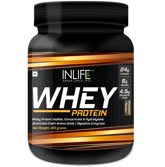 Inlife Whey Protein Powder with Isolate Concentrate Hydrolysate & Digestive Enzymes Chocolate (1kg)