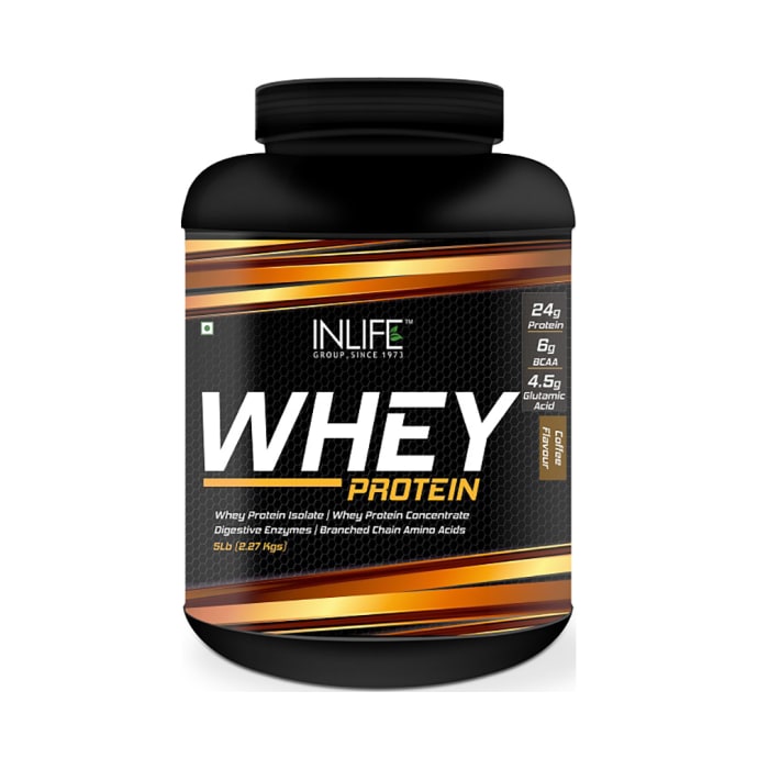 Inlife Whey Protein Powder with Isolate Concentrate Hydrolysate & Digestive Enzymes Coffee (2.27kg)