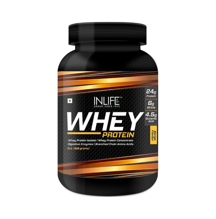 Inlife Whey Protein Powder with Isolate Concentrate Hydrolysate & Digestive Enzymes Mango (2.27kg)