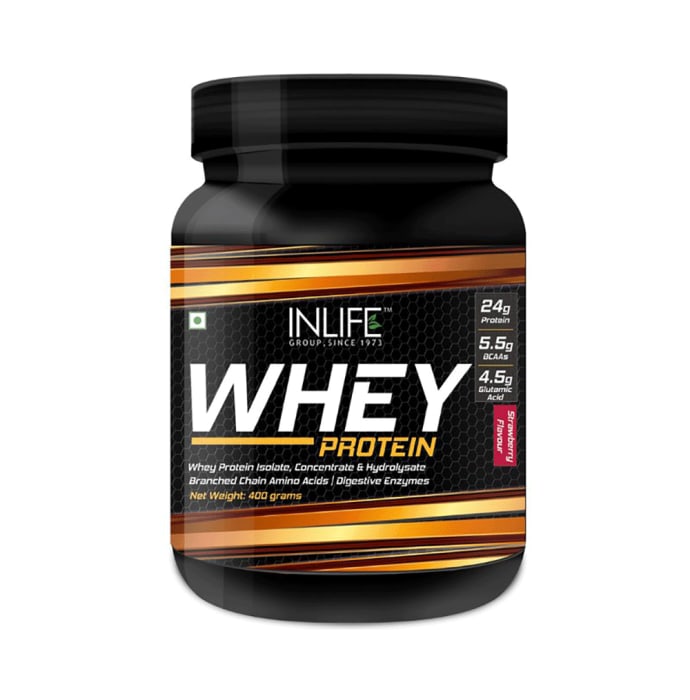 Inlife Whey Protein Powder with Isolate Concentrate Hydrolysate & Digestive Enzymes Strawberry (2.27kg)