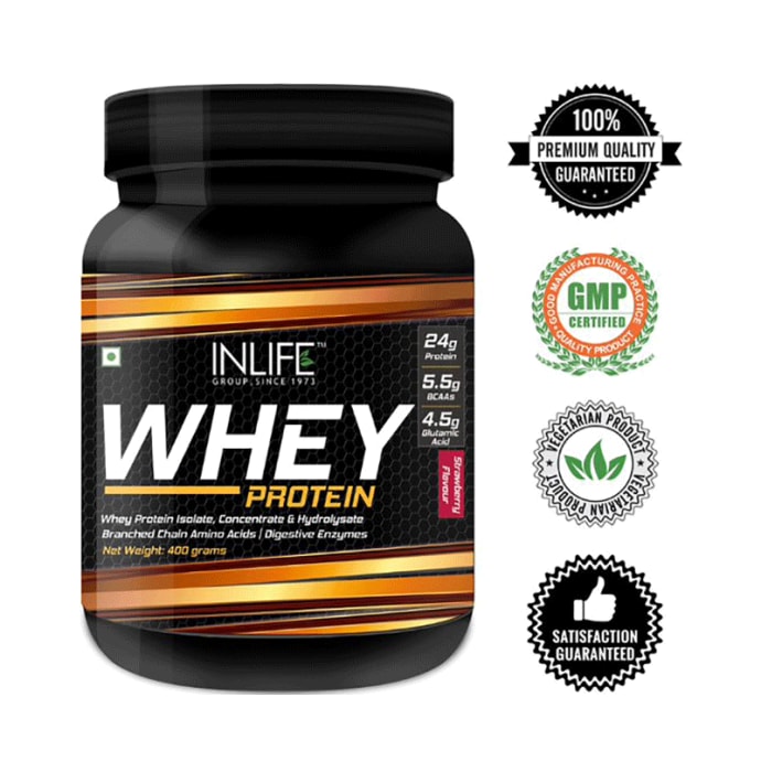 Inlife Whey Protein Powder with Isolate Concentrate Hydrolysate & Digestive Enzymes Strawberry (2.27kg)