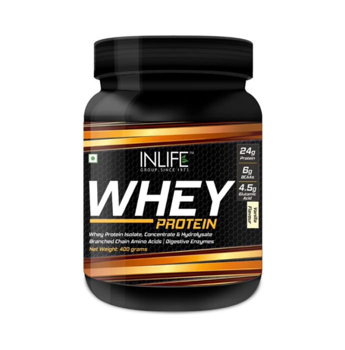 Inlife Whey Protein Powder with Isolate Concentrate Hydrolysate & Digestive Enzymes Vanilla (1kg)