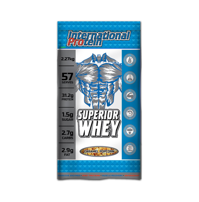 International Protein Superior Whey Protein Powder Caramel Popcorn (2.27kg)