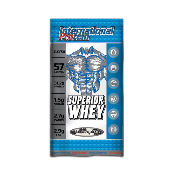 International Protein Superior Whey Protein Powder Cookies & Cream (2.27kg)