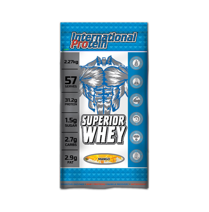 International Protein Superior Whey Protein Powder Mango (2.27kg)