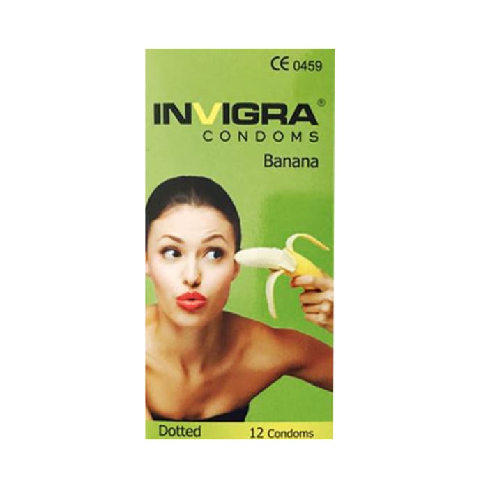 Invigra dotted condom banana