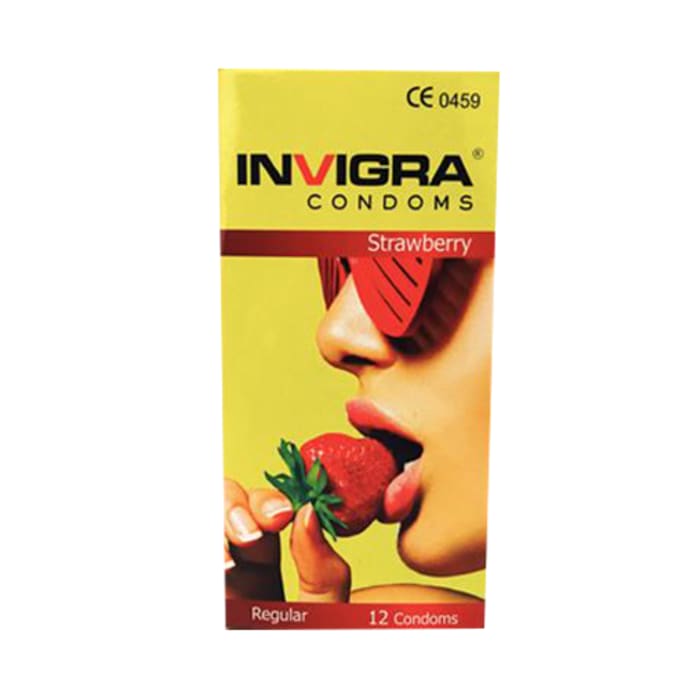 Invigra regular condom strawberry