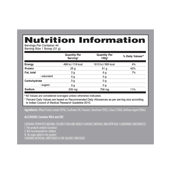 IsoPure Zero Carb 100% Whey Protein Isolate Powder Cookies & Cream (1lb)