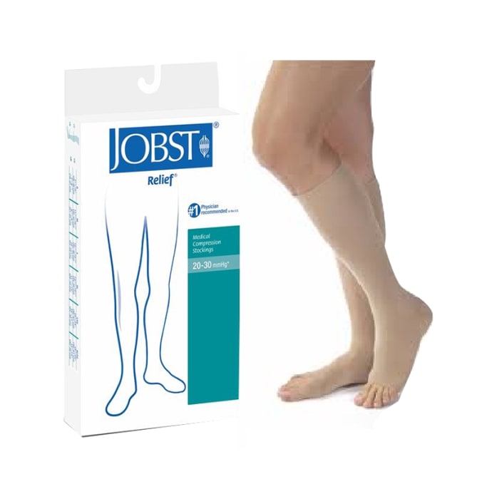 Jobst Relief CCL2 AD Below Knee Medical Compression Stockings Large Beige