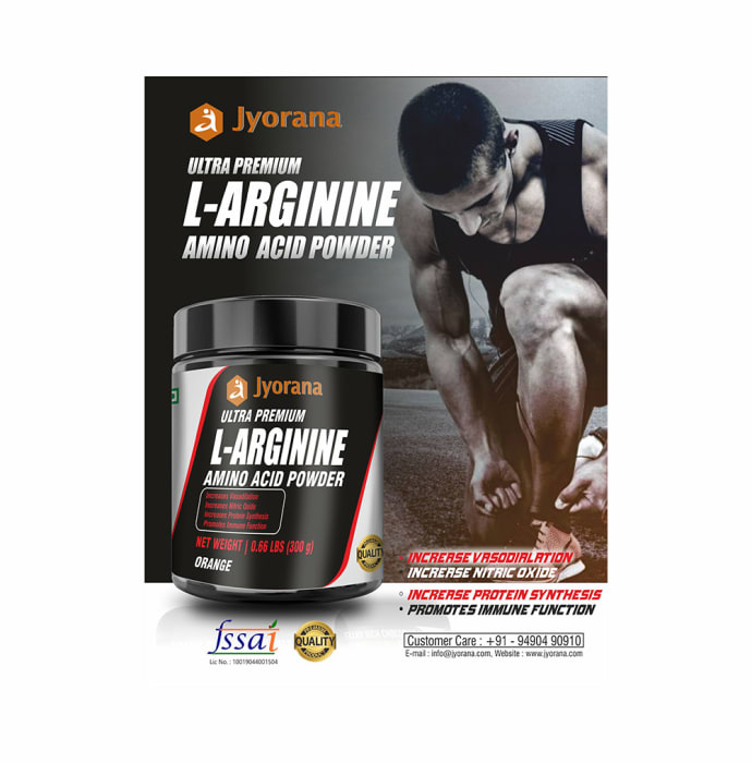 Jyorana Ultra Premium L-Arginine Amino Acid Powder Orange (300gm)