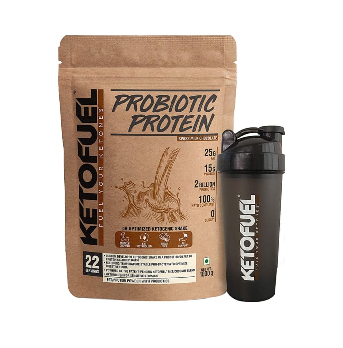 Ketofuel Probiotic Protein Powder with Shaker Free Swiss Milk Chocolate (1000gm)