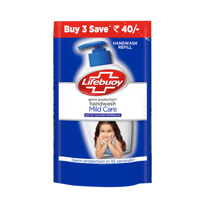 Lifebuoy Mild Care Activ Silver Formula Germ Protection Handwash Refill (185ml Each)