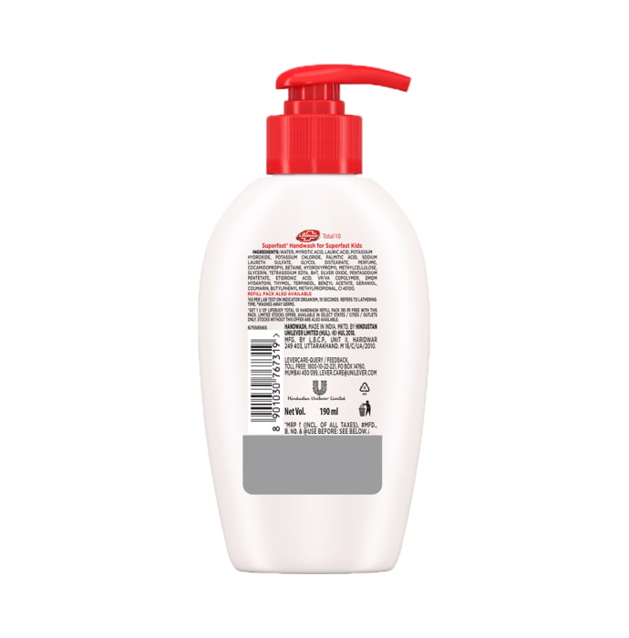 Lifebuoy Total 10 Activ Silver Formula Germ Protection Handwash 190ml with Refill Pouch 185ml Free