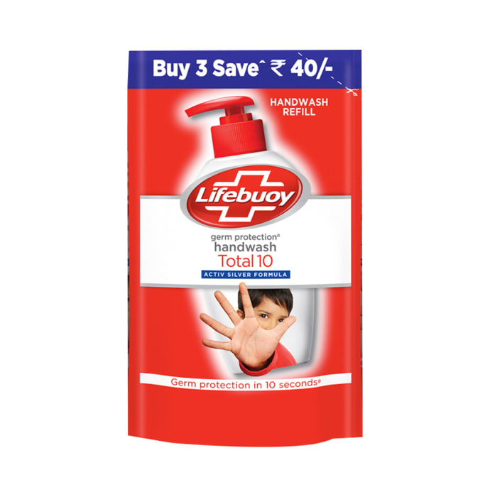 Lifebuoy Total 10 Activ Silver Formula Germ Protection Handwash Refill (185ml Each)