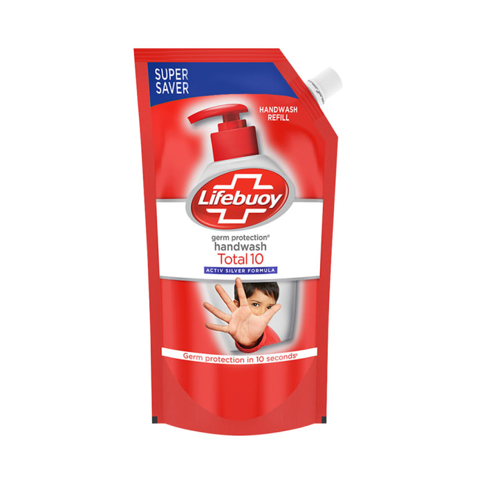 Lifebuoy Total 10 Activ Silver Formula Germ Protection Handwash Refill, 750ml Each (Buy 1 Get 1 Free)