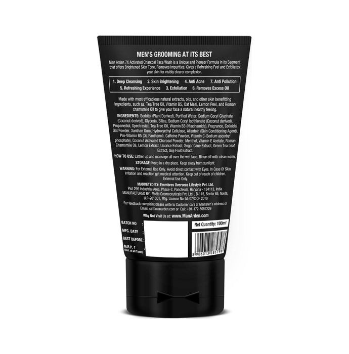 Man Arden 7X Activated Charcoal Detox Face Wash (100gm)