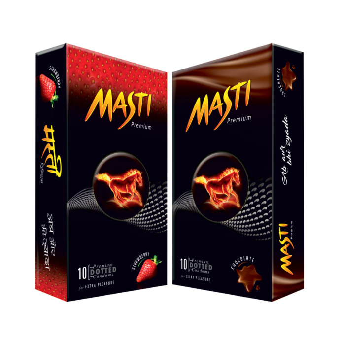 Masti Premium Dotted Condom 1 Chocolate and 1 Strawberry