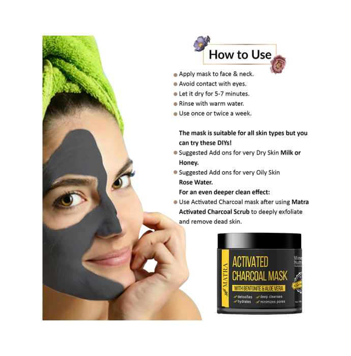 Matra Face Mask Activated Charcoal with Face Mask Brush Free (100gm)