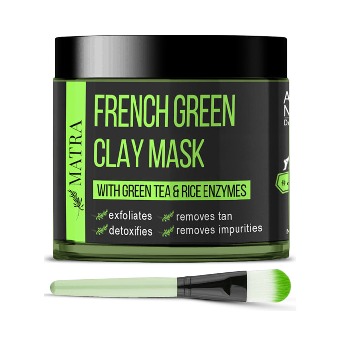 Matra Face Mask French Green Clay with Face Mask Brush Free (100gm)