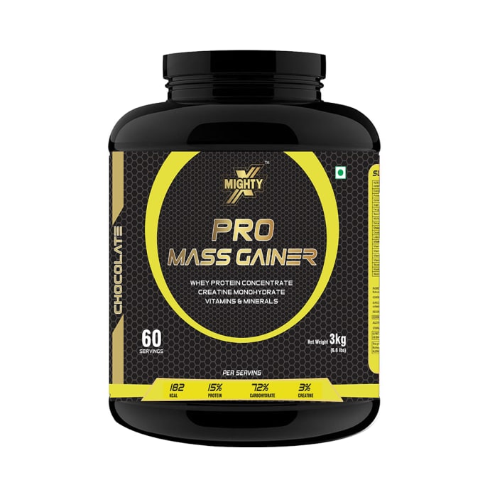 MightyX Pro Mass Gainer Powder Chocolate with Shaker and T-Shirt Free (3kg)