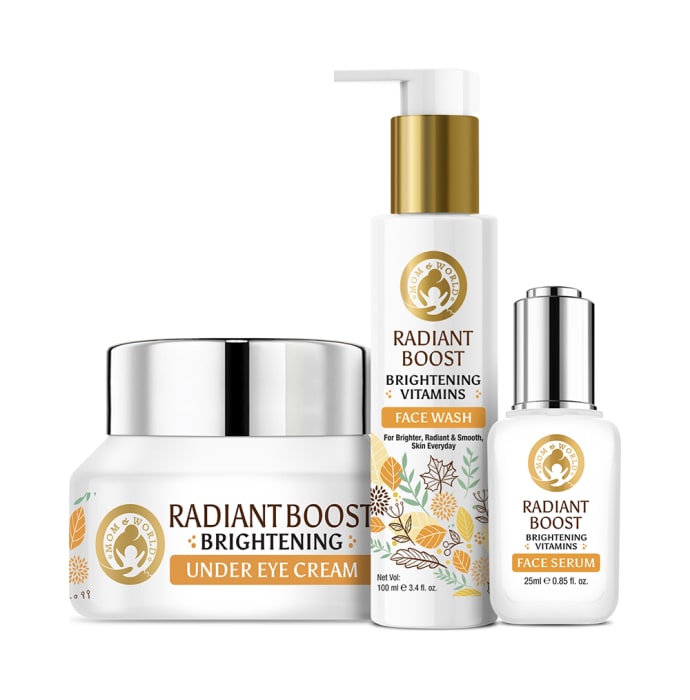 Mom & World Combo Pack of Radiant Boost Brightening Under Eye Cream 30gm, Vitamins Face Wash 100ml and Vitamins Face Serum 25ml