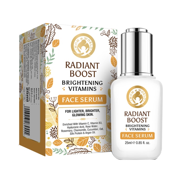 Mom & World Combo Pack of Radiant Boost Brightening Under Eye Cream 30gm, Vitamins Face Wash 100ml and Vitamins Face Serum 25ml