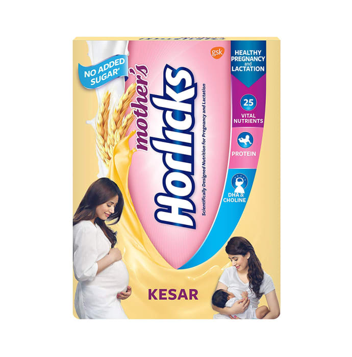 Mother's Horlicks Health and Nutrition Drink, No Added Sugar Kesar (500gm)