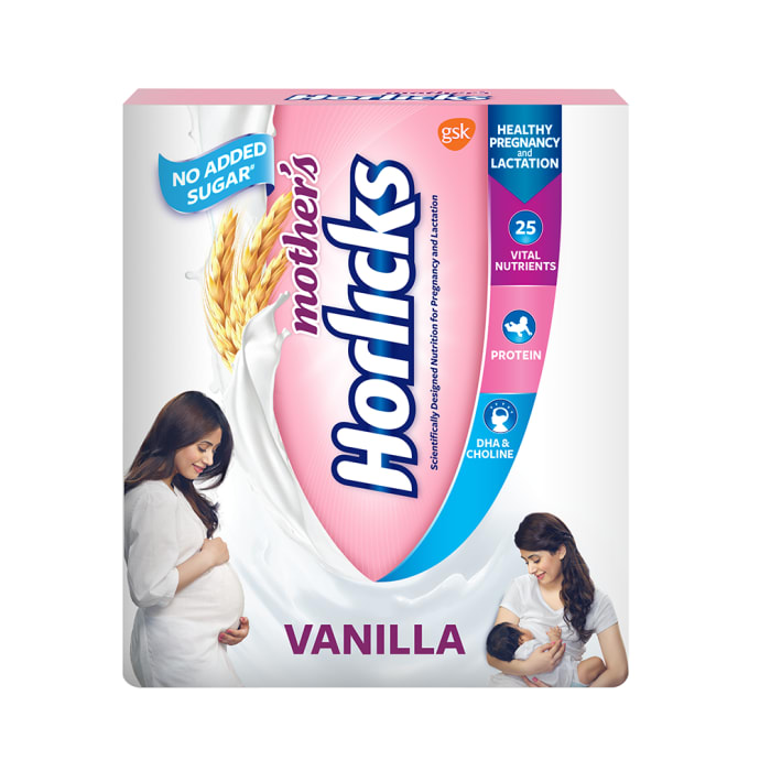 Mother's Horlicks Health and Nutrition Drink, No Added Sugar Vanilla (200gm)