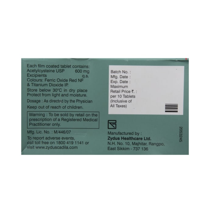 Mucotab 600mg Tablet (10'S)