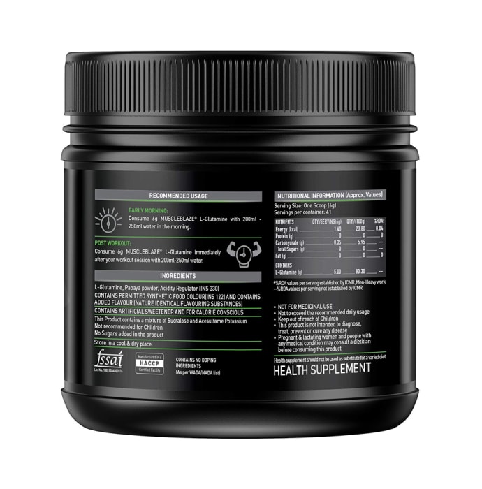 MuscleBlaze Micronized Glutamine Powder Fruit Punch (250gm)