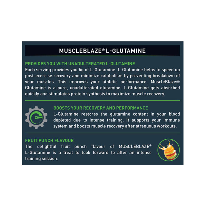 MuscleBlaze Micronized Glutamine Powder Fruit Punch (250gm)