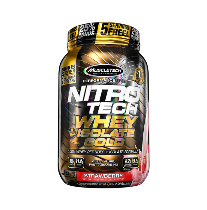 Muscletech Nitro Tech Whey Plus Isolate Gold Strawberry (2lb)