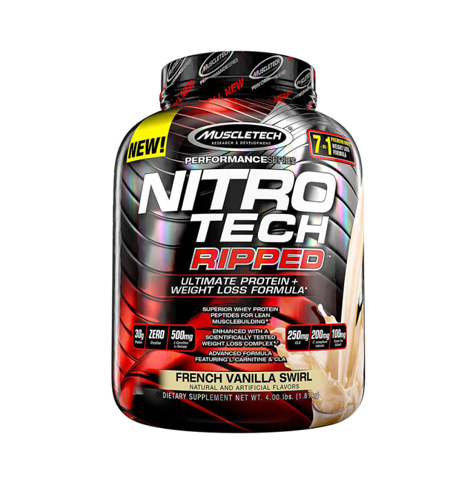 Muscletech Performance Series Nitro Tech Ripped Whey Protein Powder French Vanilla Swirl (2lb)