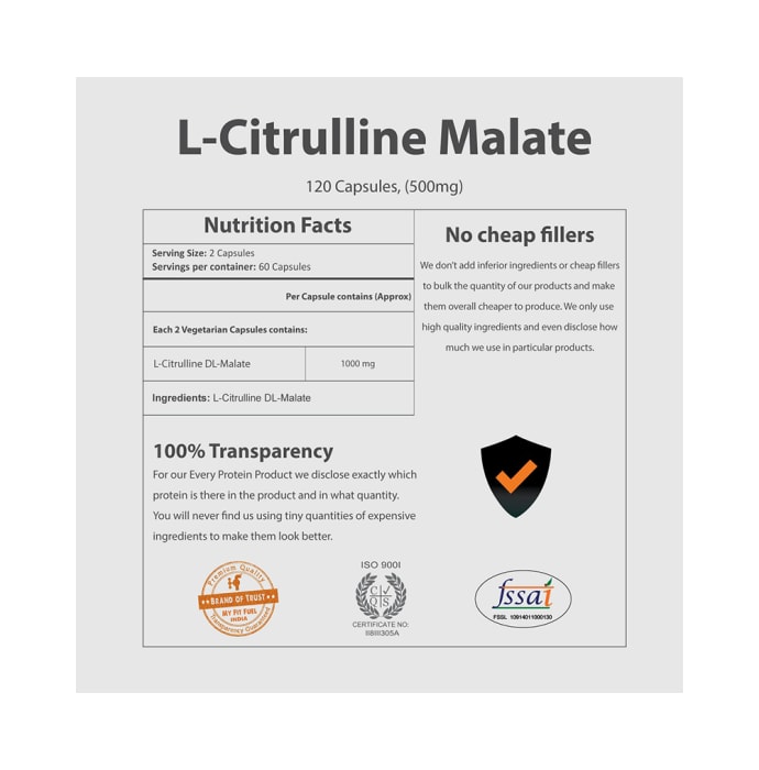 My FitFuel Citrulline Malate 500mg Capsule (120'S)