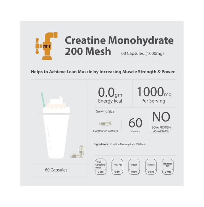 My FitFuel Creatine Monohydrate 200 Mesh 1000mg Capsule (110'S)