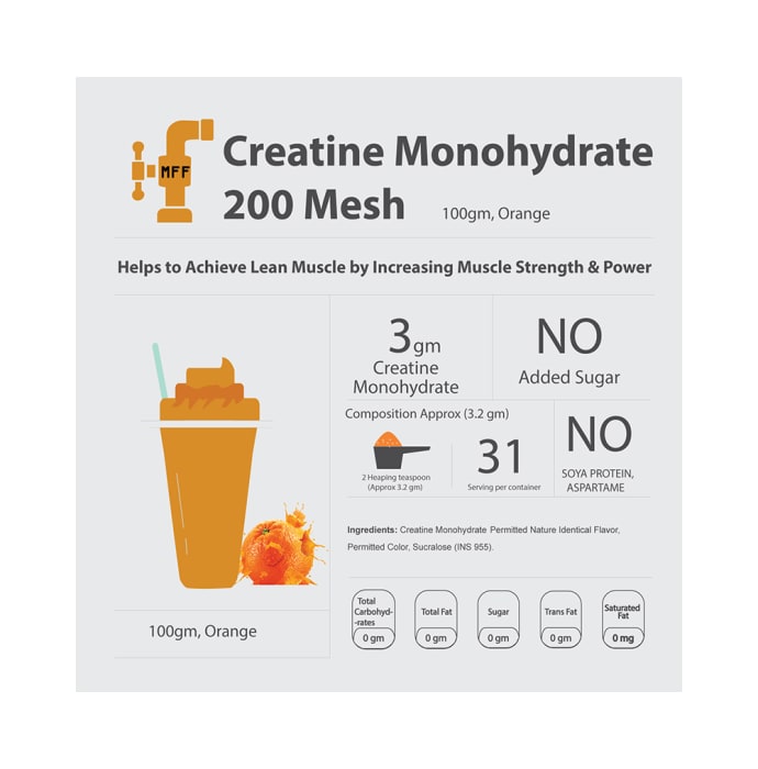 My FitFuel Creatine Monohydrate 200 Mesh Powder Orange (100gm)