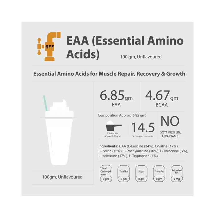 My FitFuel Essential Amino Acid (EAA) Powder Unflavoured (100gm)