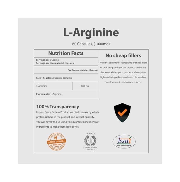 My FitFuel L-Arginine 1000mg Capsule (110'S)