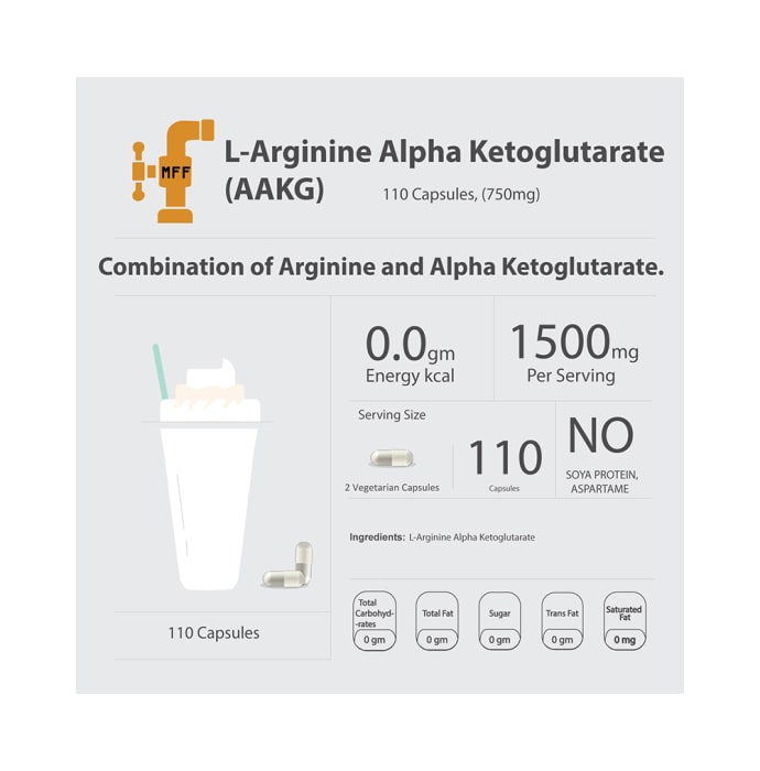 My FitFuel L-Arginine Alpha Ketoglutarate (AAKG) 750mg Capsule (110'S)