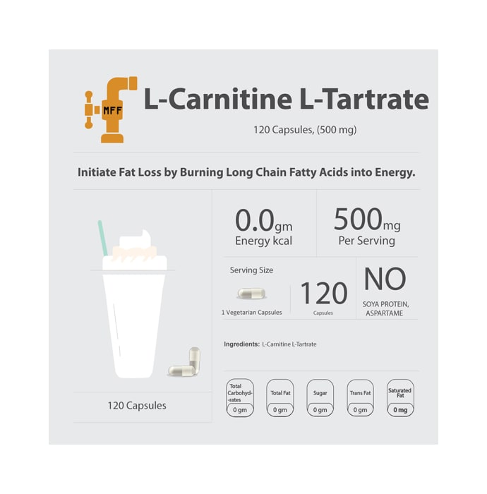 My FitFuel L-Carnitine L-Tartrate 500mg Capsule (120'S)