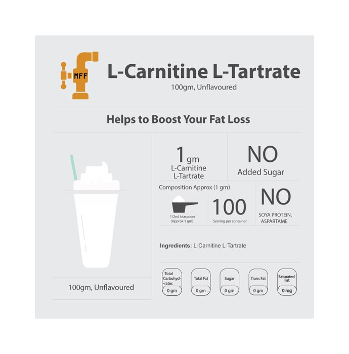 My FitFuel L-Carnitine L-Tartrate Powder Unflavoured (100gm)