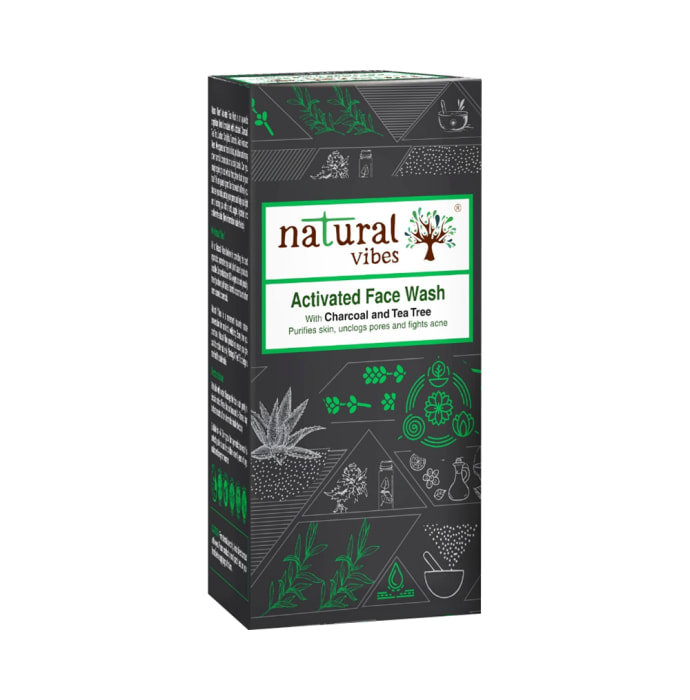 Natural Vibes Activated Charcoal and Tea Tree Face Wash (150ml)